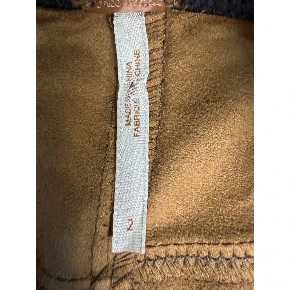 Free People‎ Vegan Leather Leggings Cognac Brown Moto Skinny Pants Size 2